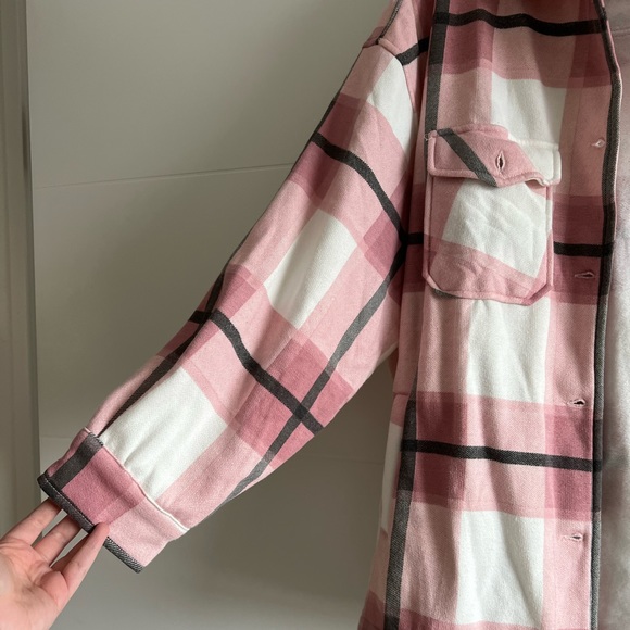 Boohoo Pink Plaid Shacket - 16/18 - Picture 2 of 9
